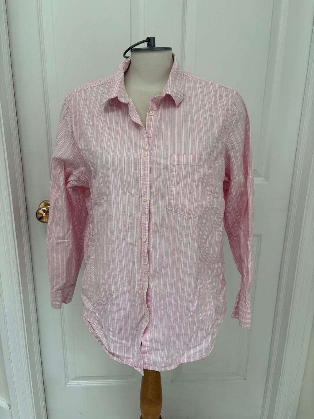 GAP Pink White Striped Button-Down Shirt ladies XL